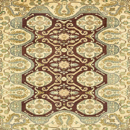 Square Abstract Mustard Yellow Oriental Rug, abs455