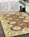 Abstract Mustard Yellow Oriental Rug in Family Room, abs455