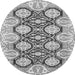 Round Machine Washable Oriental Gray Traditional Rug, wshabs455gry