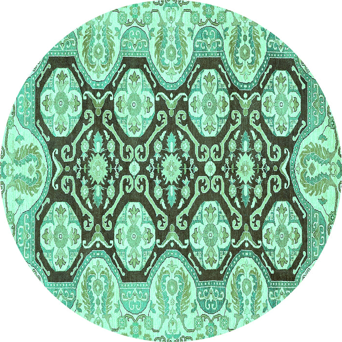 Round Oriental Turquoise Traditional Rug, abs455turq