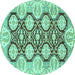 Round Oriental Turquoise Traditional Rug, abs455turq