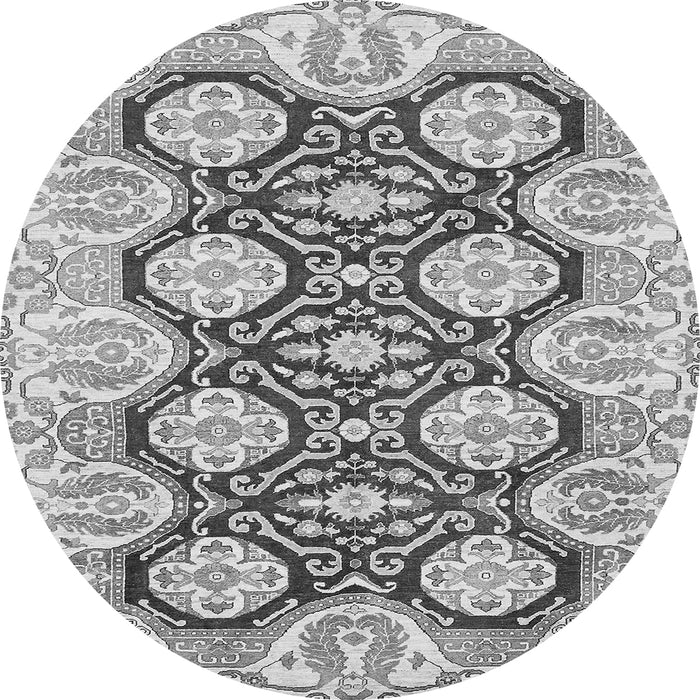 Round Oriental Gray Traditional Rug, abs455gry