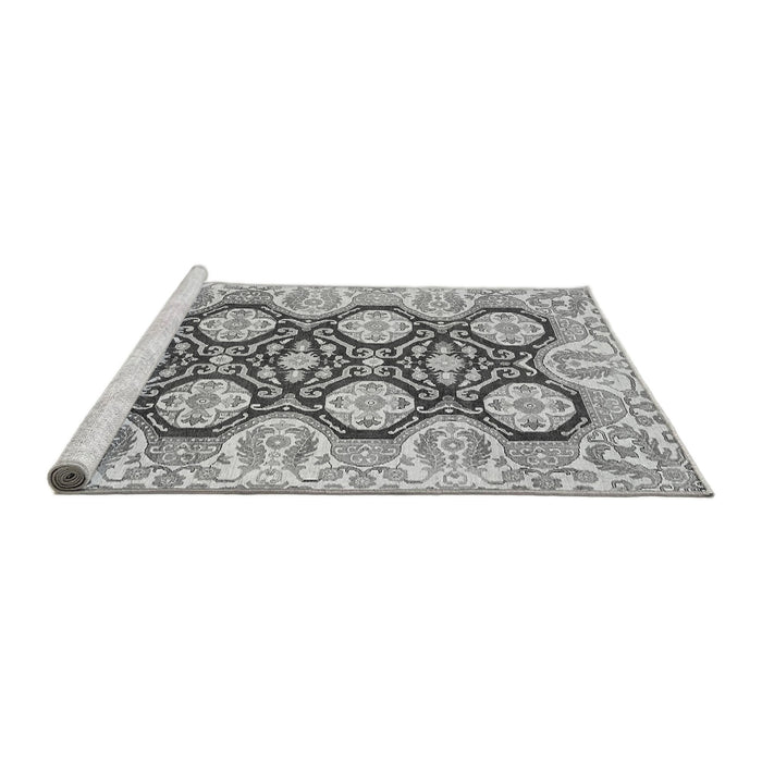 Sideview of Machine Washable Oriental Gray Traditional Rug, wshabs455gry