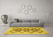 Machine Washable Oriental Yellow Traditional Rug in a Living Room, wshabs455yw