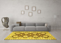 Machine Washable Oriental Yellow Traditional Rug, wshabs455yw