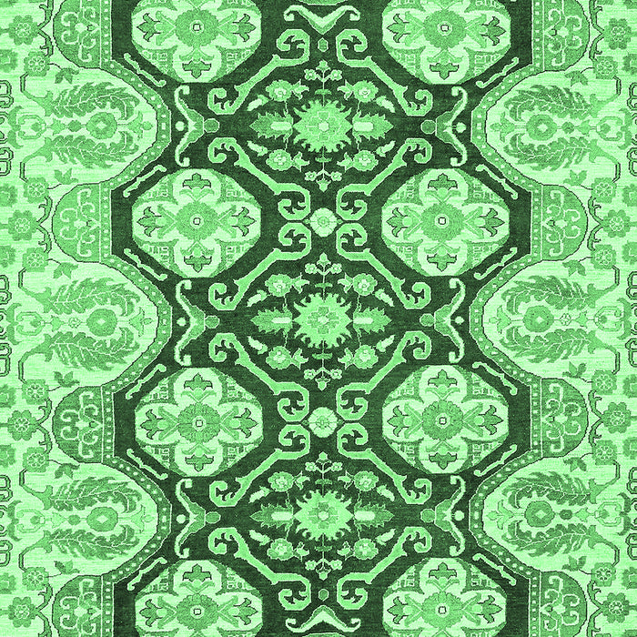 Machine Washable Oriental Emerald Green Traditional Area Rugs, wshabs455emgrn