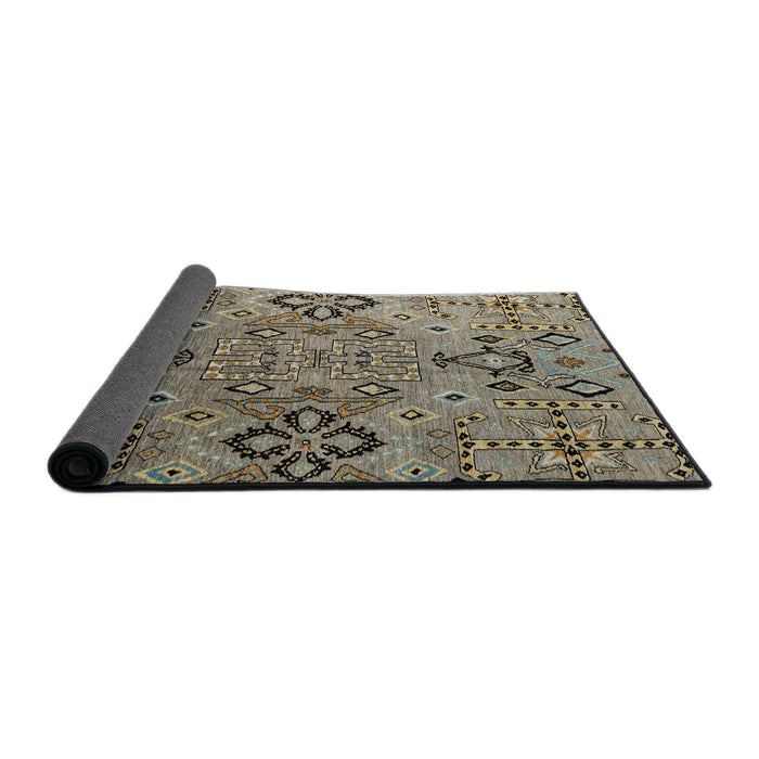 Sideview of Abstract Dark Khaki Green Modern Rug, abs4560