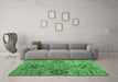 Machine Washable Abstract Emerald Green Modern Area Rugs in a Living Room,, wshabs4560emgrn