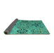 Sideview of Abstract Turquoise Modern Rug, abs4560turq