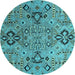 Round Machine Washable Abstract Light Blue Modern Rug, wshabs4560lblu