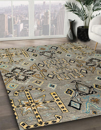 Abstract Dark Khaki Green Modern Rug, abs4560