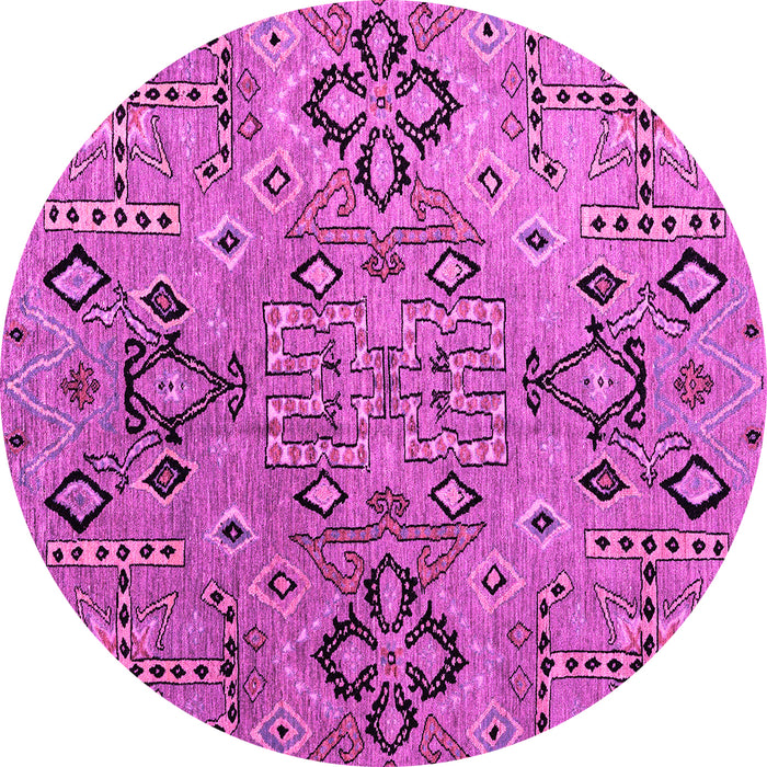 Round Machine Washable Abstract Pink Modern Rug, wshabs4560pnk