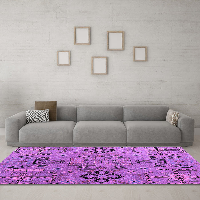 Machine Washable Abstract Purple Modern Area Rugs in a Living Room, wshabs4560pur