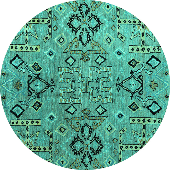 Round Abstract Turquoise Modern Rug, abs4560turq