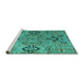 Sideview of Machine Washable Abstract Turquoise Modern Area Rugs, wshabs4560turq