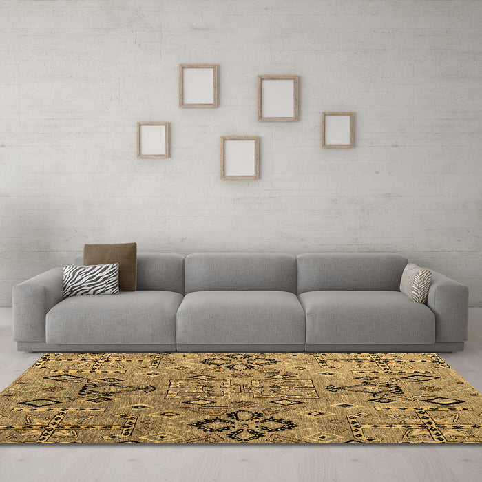 Machine Washable Abstract Brown Modern Rug in a Living Room,, wshabs4560brn