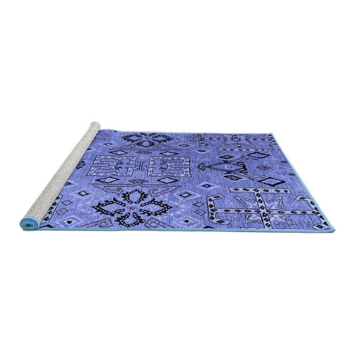 Sideview of Machine Washable Abstract Blue Modern Rug, wshabs4560blu