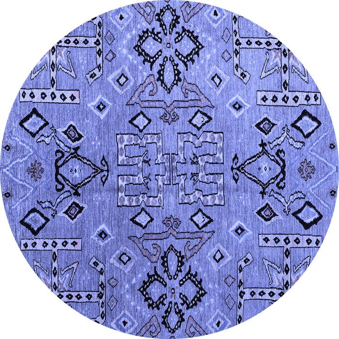 Round Abstract Blue Modern Rug, abs4560blu