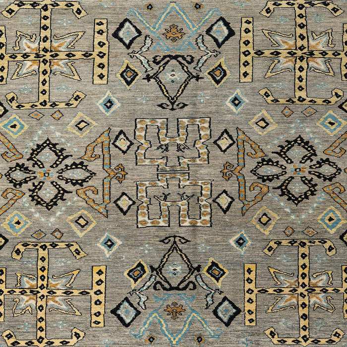 Square Machine Washable Abstract Dark Khaki Green Rug, wshabs4560