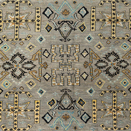 Square Abstract Dark Khaki Green Modern Rug, abs4560