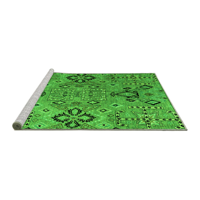 Sideview of Machine Washable Abstract Green Modern Area Rugs, wshabs4560grn