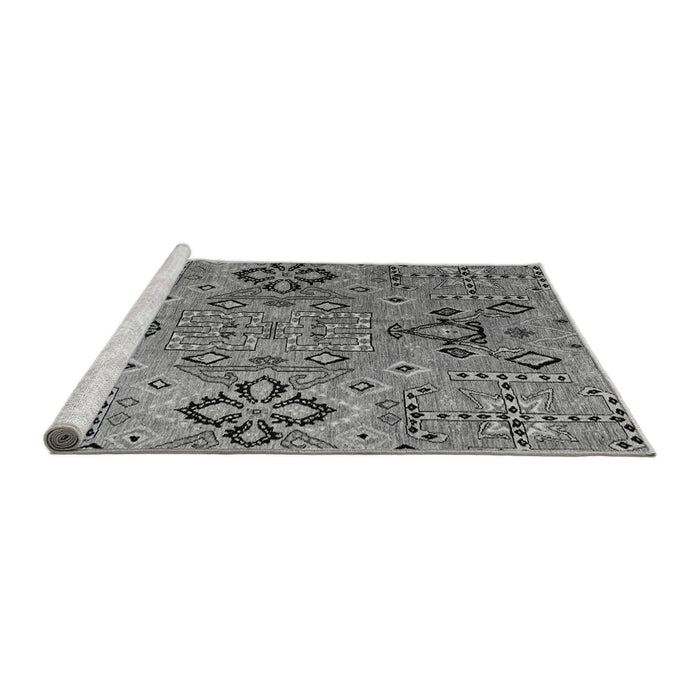 Sideview of Machine Washable Abstract Gray Modern Rug, wshabs4560gry