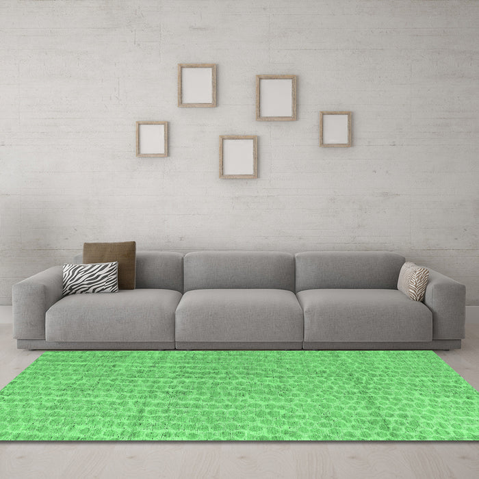 Machine Washable Abstract Emerald Green Modern Area Rugs in a Living Room,, wshabs4561emgrn