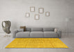 Machine Washable Abstract Yellow Modern Rug in a Living Room, wshabs4561yw