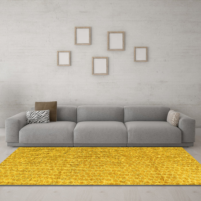 Machine Washable Abstract Yellow Modern Rug in a Living Room, wshabs4561yw