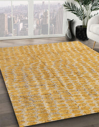 Abstract Chrome Gold Yellow Modern Rug, abs4561