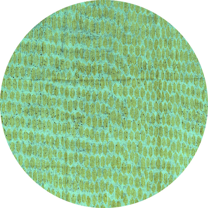 Round Machine Washable Abstract Turquoise Modern Area Rugs, wshabs4561turq