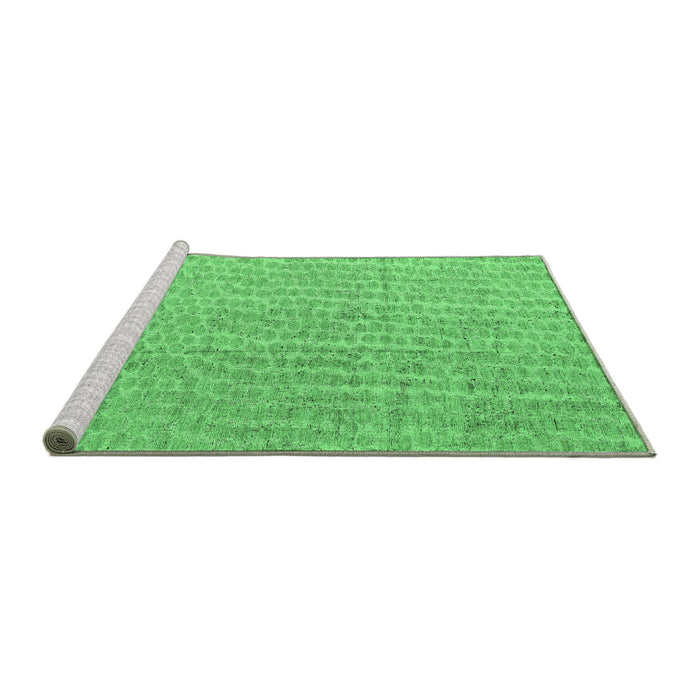 Sideview of Machine Washable Abstract Emerald Green Modern Area Rugs, wshabs4561emgrn