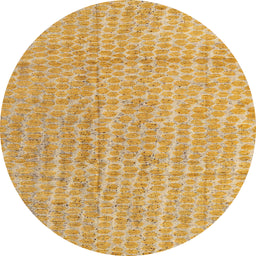 Round Machine Washable Abstract Chrome Gold Yellow Rug, wshabs4561