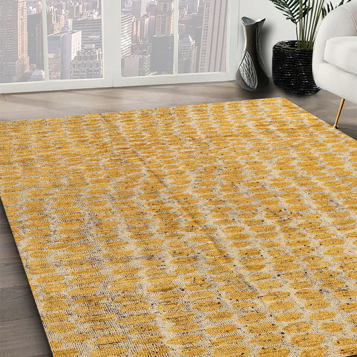 Abstract Chrome Gold Yellow Modern Rug in Family Room, abs4561