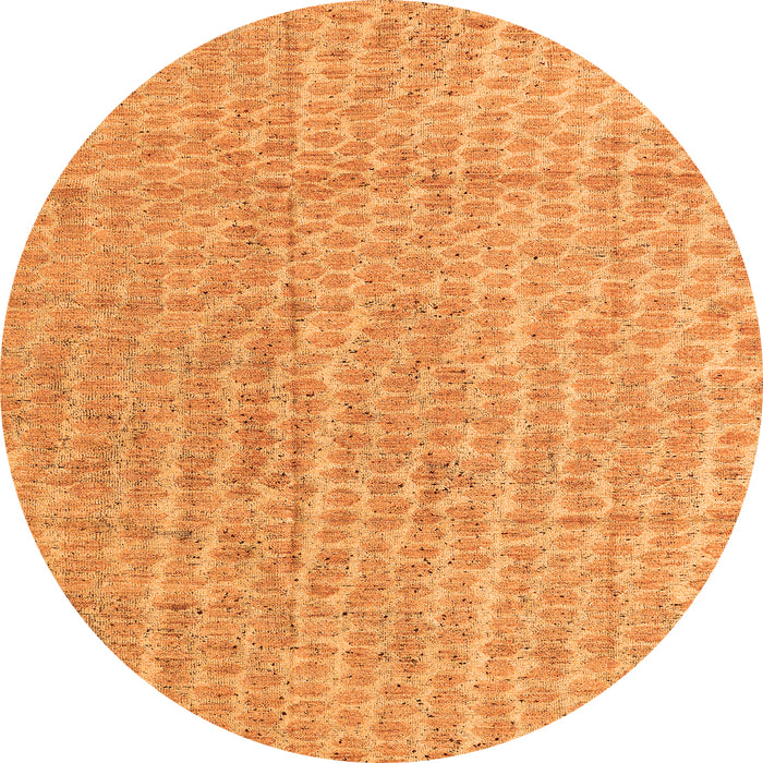 Round Machine Washable Abstract Orange Modern Area Rugs, wshabs4561org