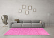 Machine Washable Abstract Pink Modern Rug in a Living Room, wshabs4561pnk