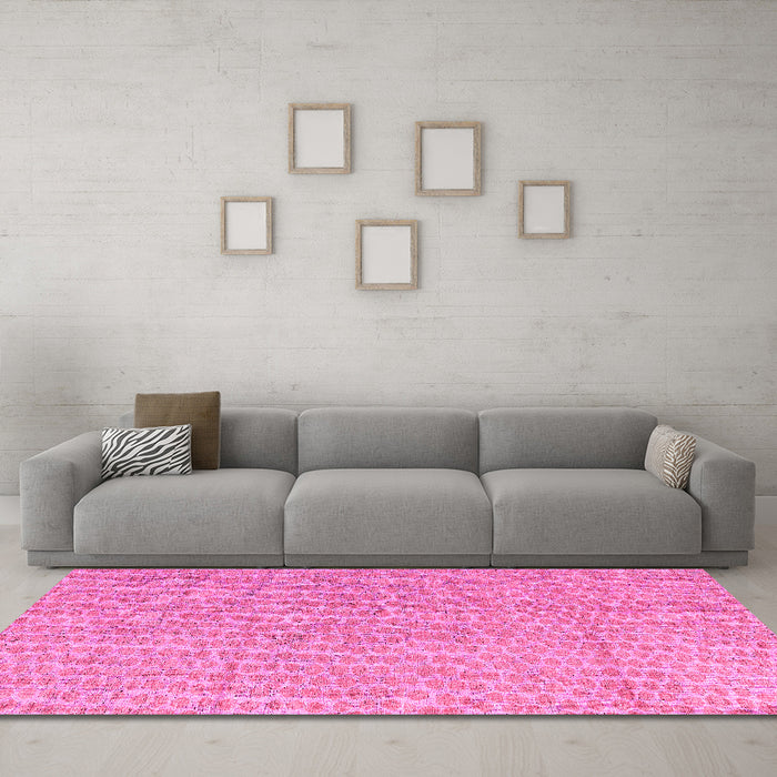 Machine Washable Abstract Pink Modern Rug in a Living Room, wshabs4561pnk