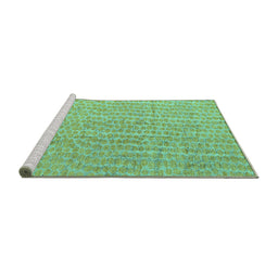 Sideview of Machine Washable Abstract Turquoise Modern Area Rugs, wshabs4561turq