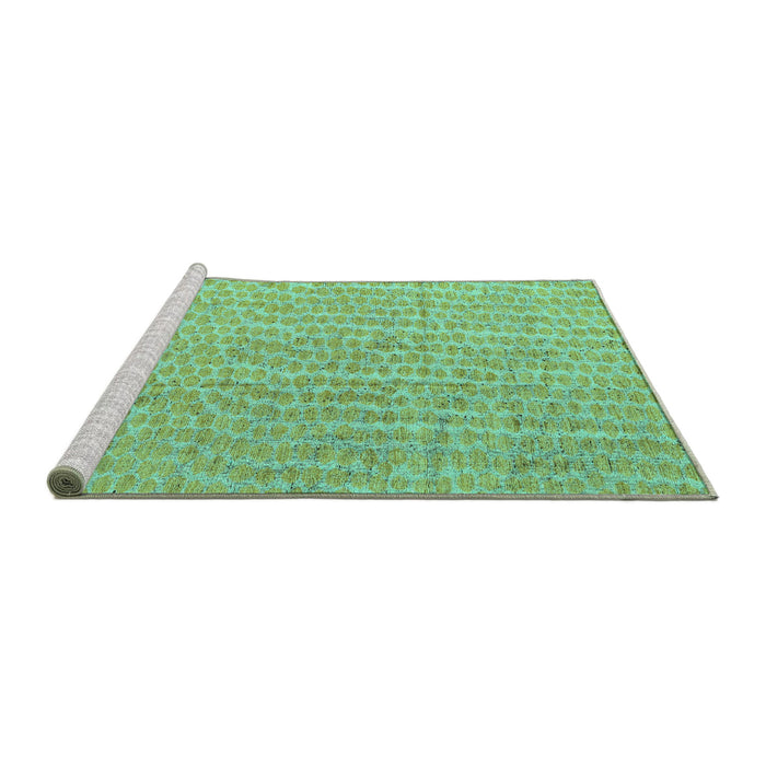 Sideview of Machine Washable Abstract Turquoise Modern Area Rugs, wshabs4561turq