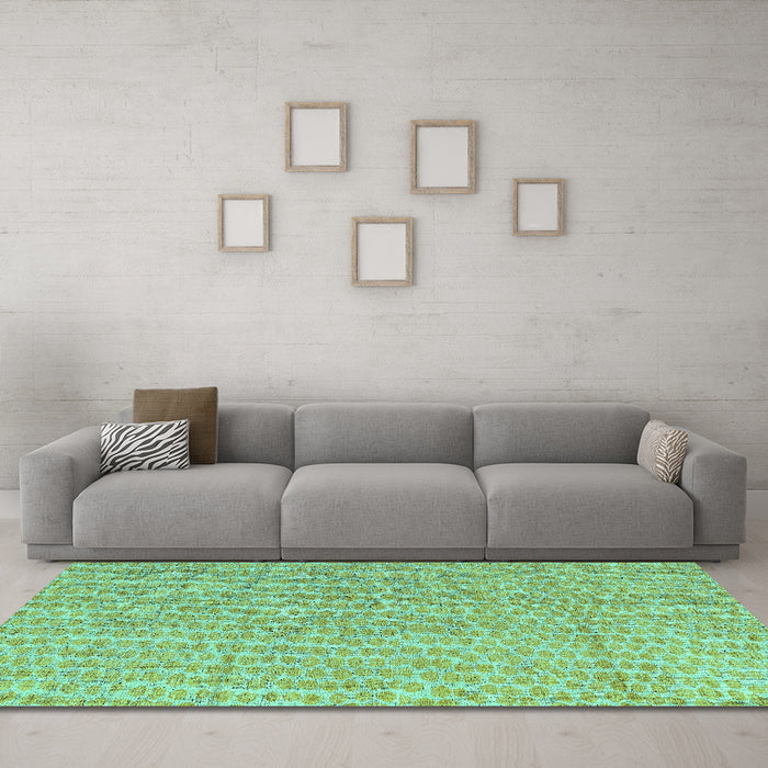 Machine Washable Abstract Turquoise Modern Area Rugs in a Living Room,, wshabs4561turq