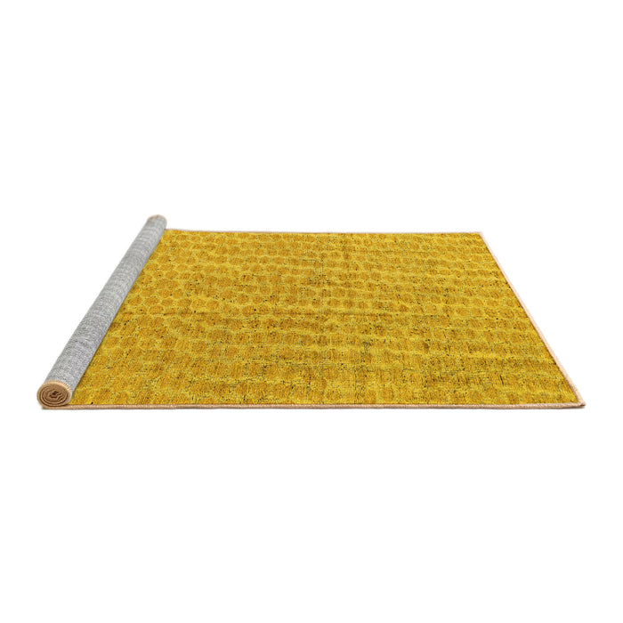 Sideview of Machine Washable Abstract Yellow Modern Rug, wshabs4561yw
