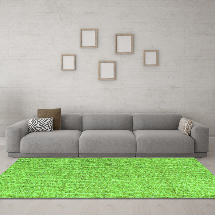 Machine Washable Abstract Green Modern Area Rugs in a Living Room,, wshabs4561grn