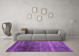 Machine Washable Abstract Purple Modern Area Rugs in a Living Room, wshabs4562pur