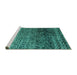 Sideview of Machine Washable Abstract Turquoise Modern Area Rugs, wshabs4562turq