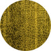 Round Machine Washable Abstract Yellow Modern Rug, wshabs4562yw