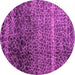 Round Machine Washable Abstract Pink Modern Rug, wshabs4562pnk