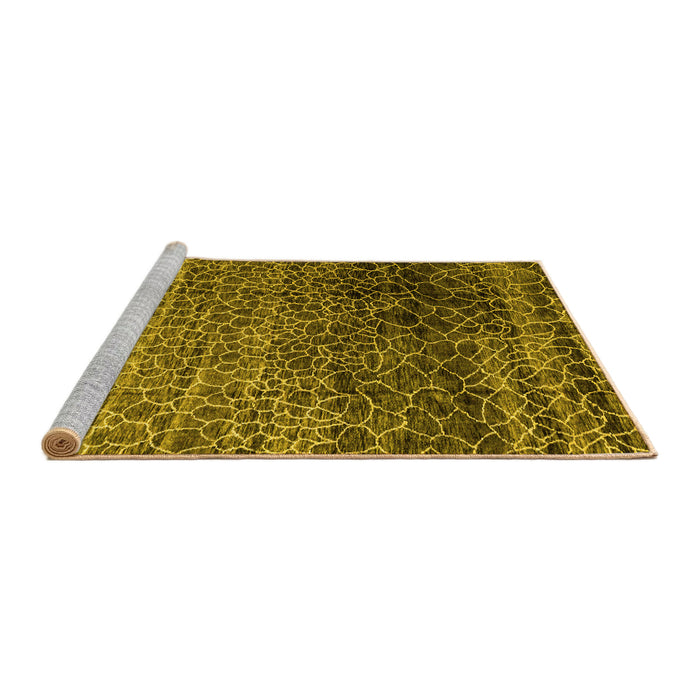 Sideview of Machine Washable Abstract Yellow Modern Rug, wshabs4562yw
