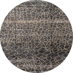 Round Machine Washable Abstract Black Rug, wshabs4562