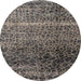 Round Machine Washable Abstract Black Rug, wshabs4562