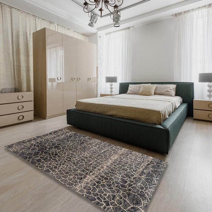 Machine Washable Abstract Black Rug in a Bedroom, wshabs4562